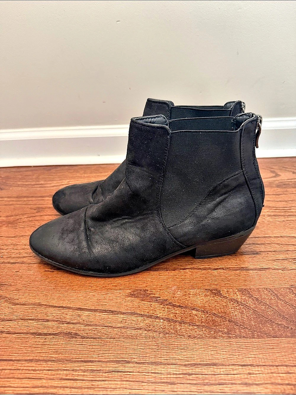 Black Ankle Boots with Block Heel Size 10
